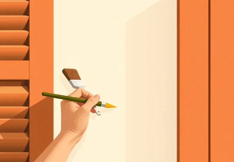 Mise en peinture au pinceau de volets et d'encadrements en bois